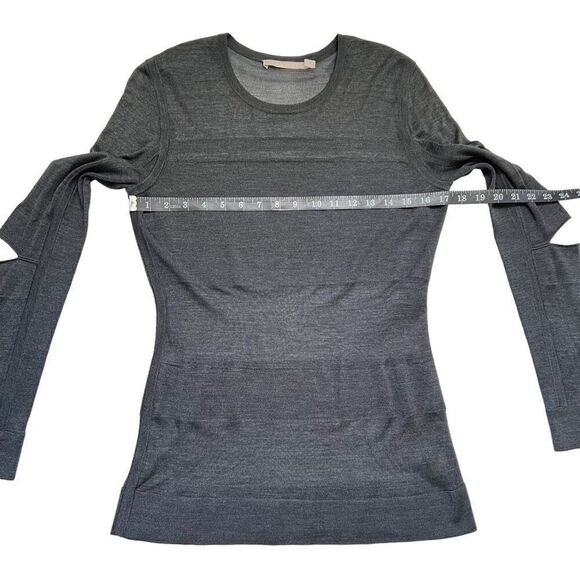 Jason Wu Gray Long-Sleeve w Cut Out Design Large Silk Top Women’s - Picture 11 of 13